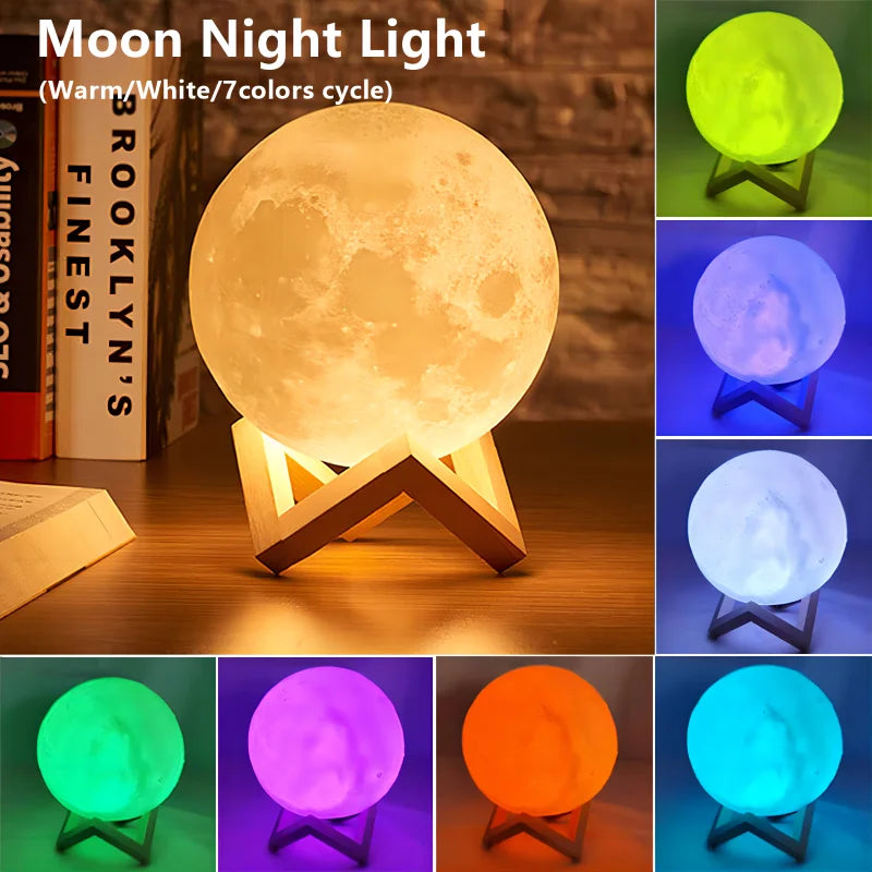 Lumină de carte LED cu lumină lunară, lumină galaxie, lumină de noapte cu lună, fată, băiat, cadou de ziua de naștere pentru copii, decorare dormitor, iluminat interior