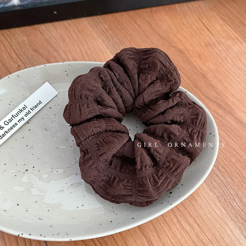 Newest Korean Woman Large Cream Puff Elastics Hair Band Solid Color Scrunchies Hair Ties Ladies Ponytail Hold Hair Accessories