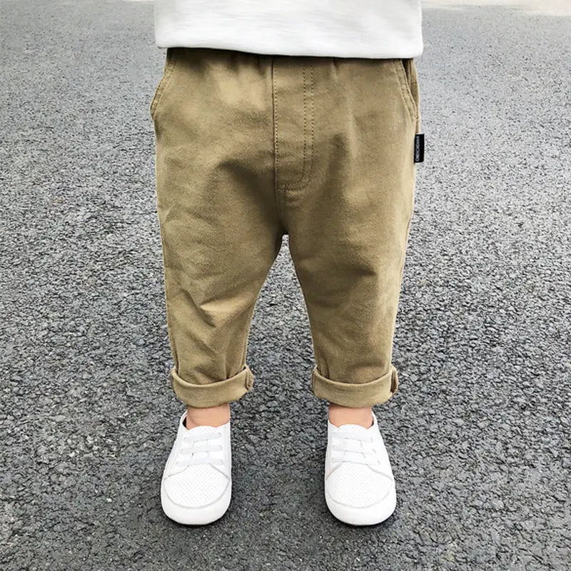 0-7Years Spring Autumn Kids Children Pants Baby Boy Washed Casual Trousers Elastic Waist Straight/Harlan Multiple Styles