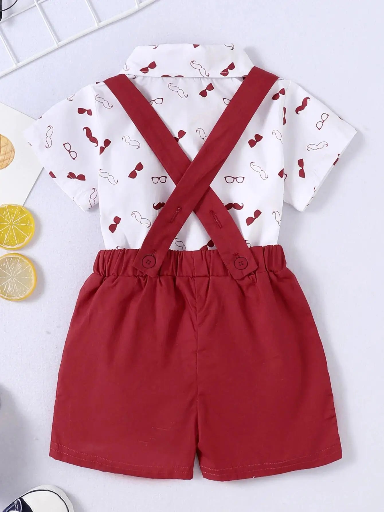 0-24 Months Baby Boys Costumes Short Sleeve Bodysuit with Bow + Suspender Pants Fashion Parties Festivals Gentleman Clothing