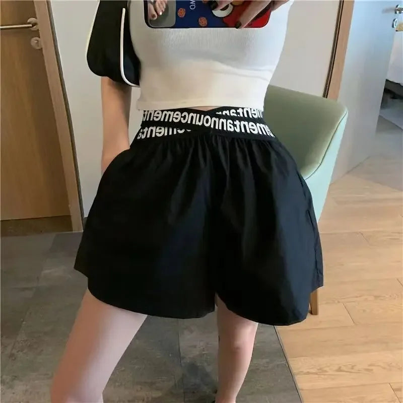 Wide High Waist Female Short Pants Jorts Women's Shorts To Wear XL Youthful Aesthetic Y2k Harajuku Classic Japanese 2000s Style