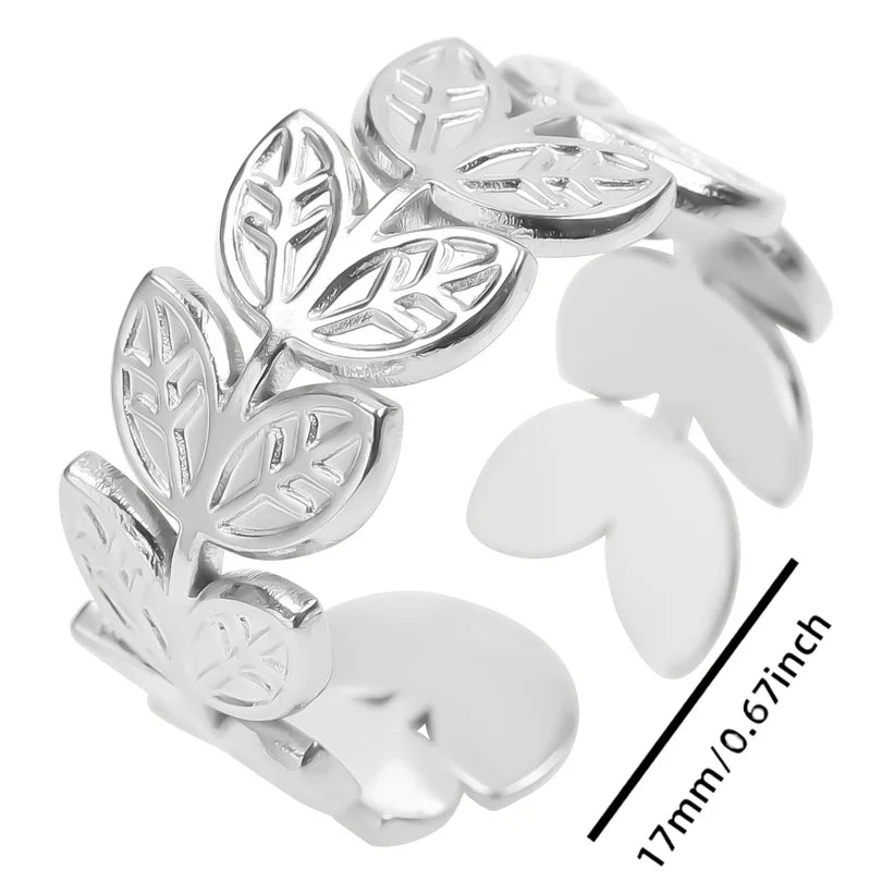 Wholesale 6pcs Steel Color Rings Hug Snake Love Star Moon Shell Leaf Shaped Rings Stainless Steel Women Jewelry Charms No Fade