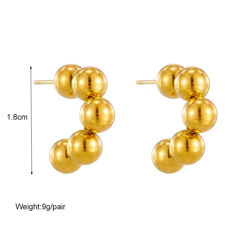 XIYANIKE 316L Stainless Steel Earrings for Women Big Round Beads Shape Gold Silver Color Women's Earrings Drop Shipping
