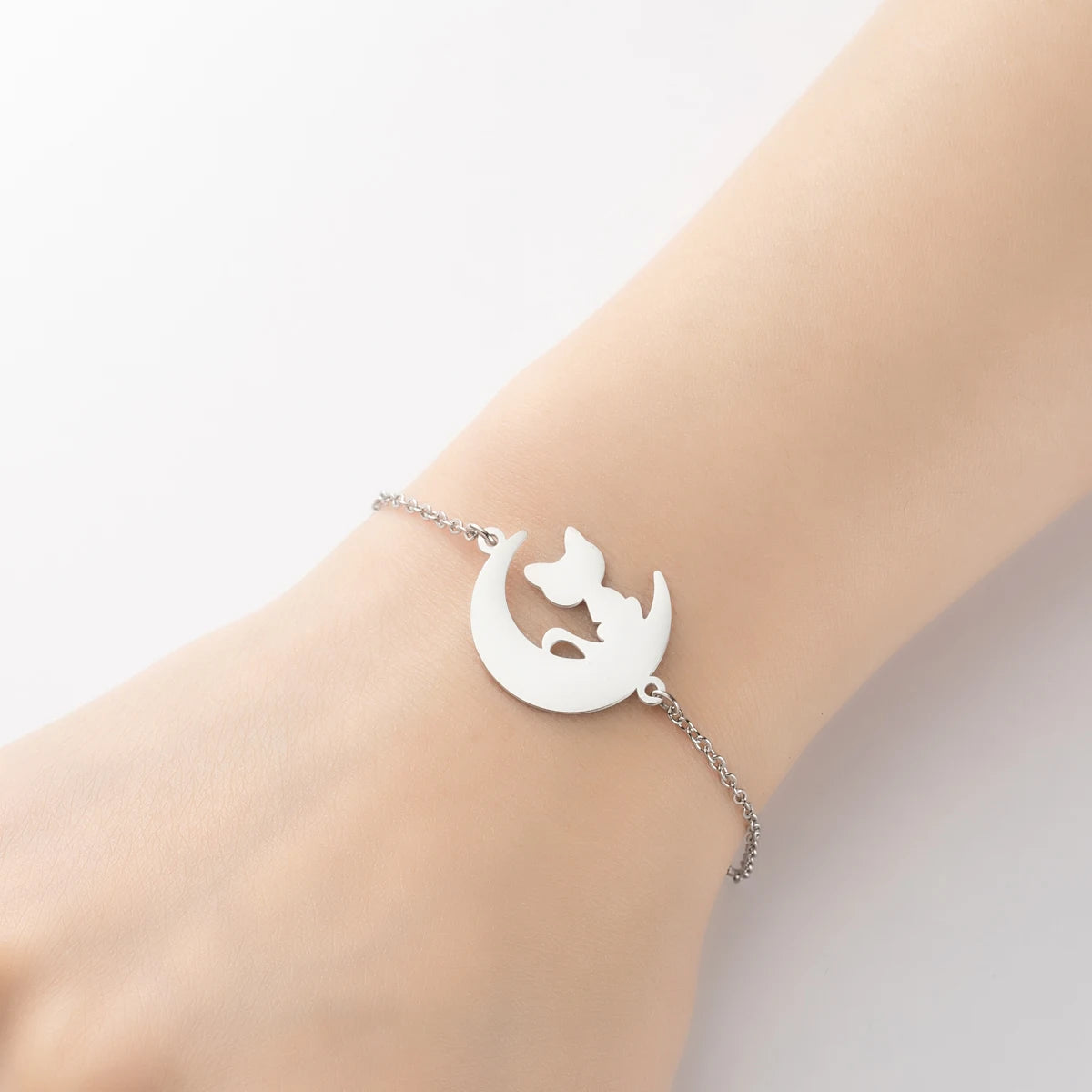 Lucky Cat Charm Bracelet Stainless Steel For Women Cheap Friendship Gifts Cute Animal Chain Bracelets Jewelry Pulseras Mujer