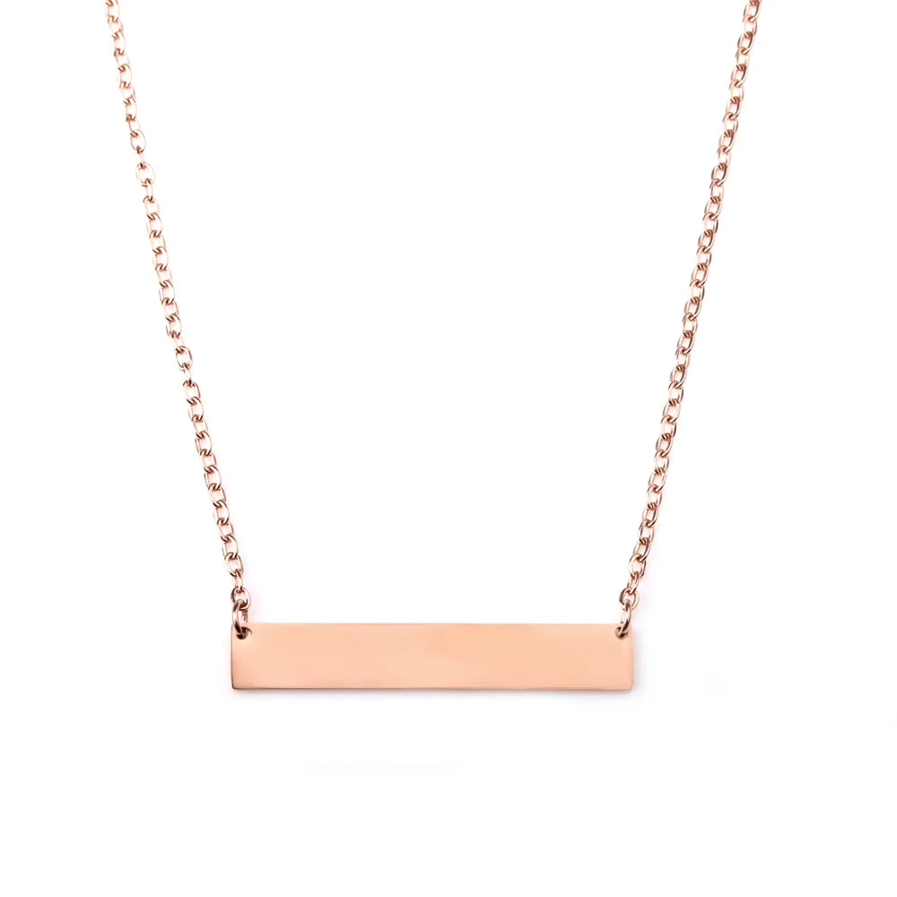 Stainless Steel 40mm Bar Engraved Pendant Necklace 4 Colors Customized Name Necklace For Women Men Personalized Jewelry Gift