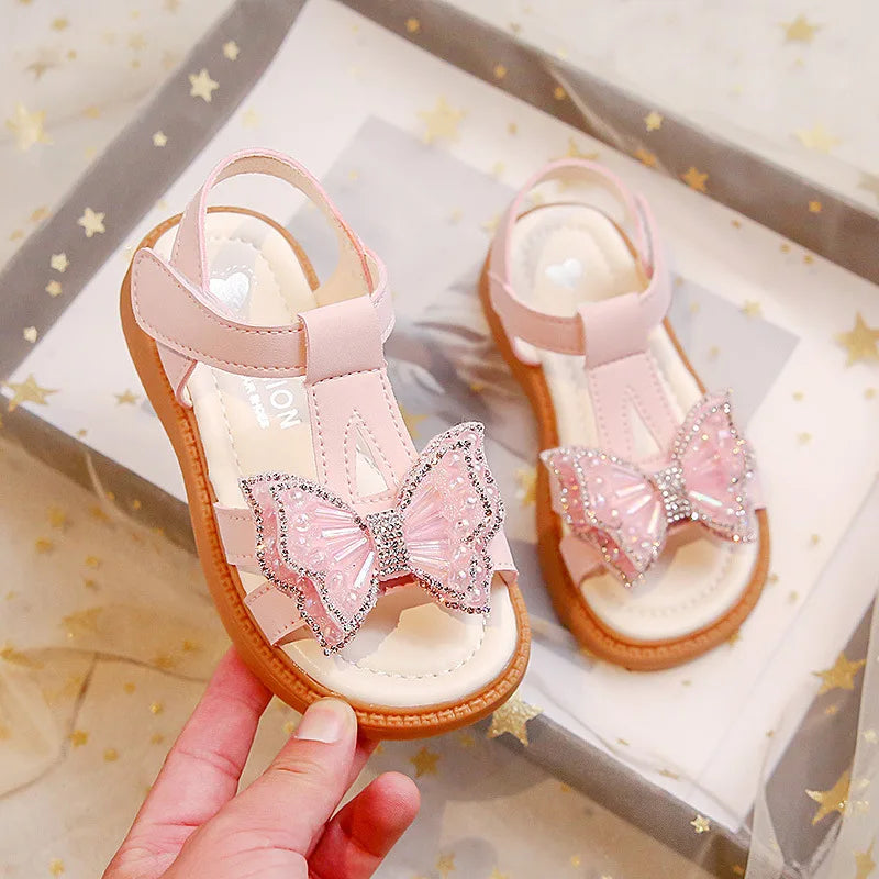 сандалии для девочек Summer Girls Shoes New Cute Children Butterfly Sandals Soft Soled Open-toe Fashion Versatile Princess Shoes