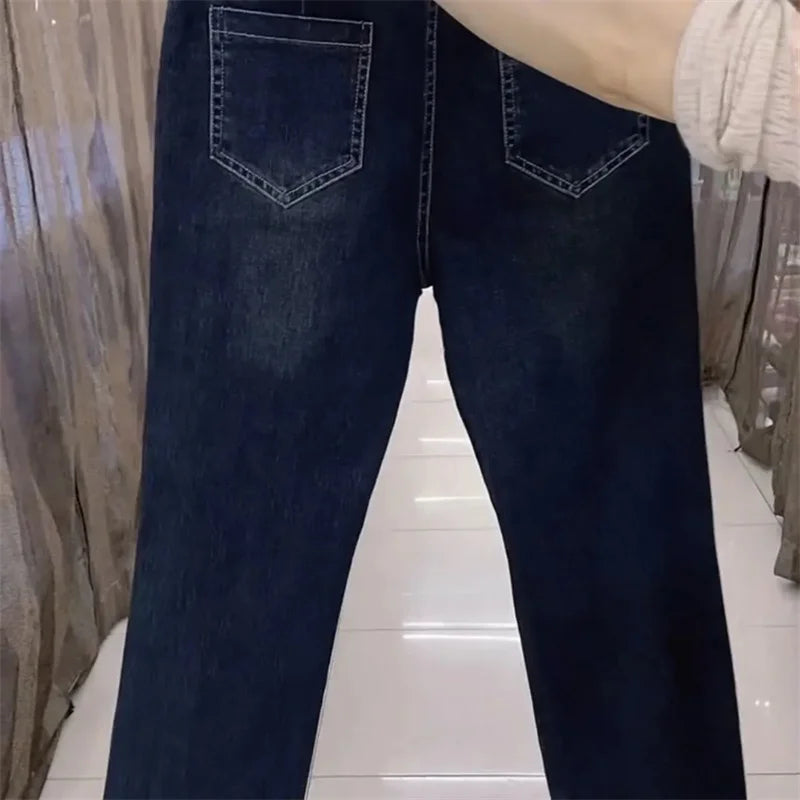 2025 New Autumn Korean Jeans Women's Elastic High Waist Jeans Fashion Wild Women Stretch Pants Wome Denim Pants Lady Trousers