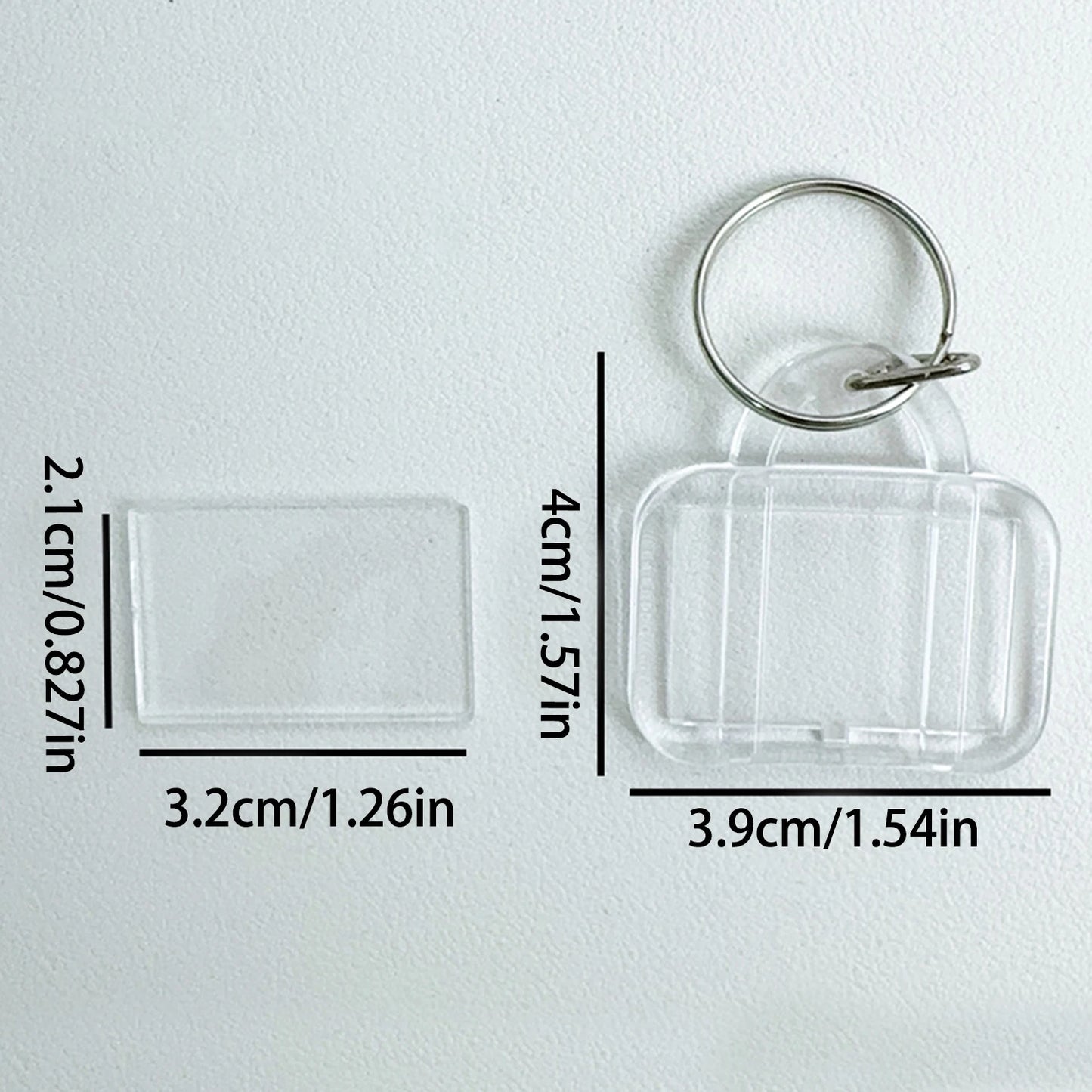 1PC Acrylic Photo Frame Keychain Photo Insert Keyrings Transparent Blank Rectangle Square For Double-Sided Photos DIY Supplies