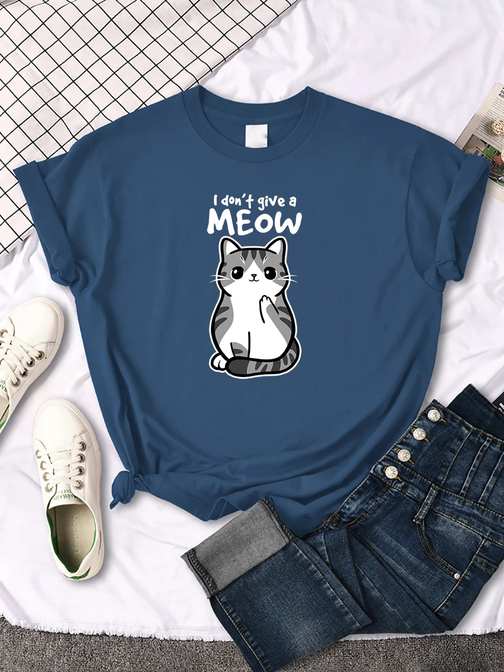 Lovely Cat Printing Women Tshirts Street Breathable New Short Sleeve Casual Fashion Tee Shirt Summer Cool Comfortable Clothing
