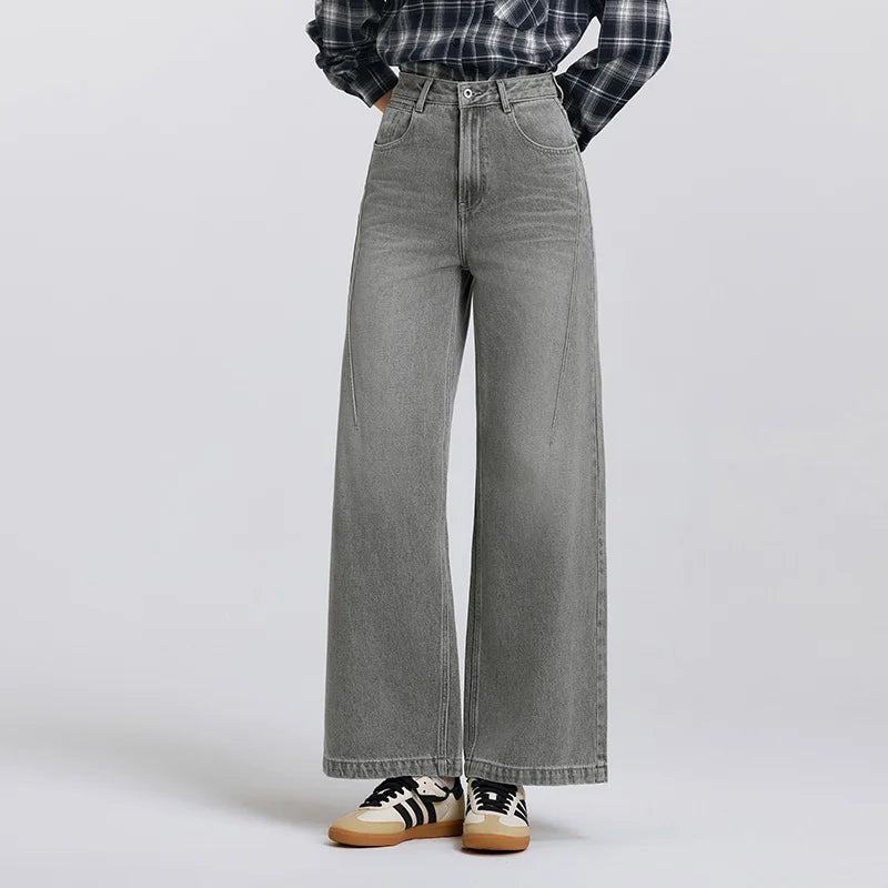 Semir Jeans Women High-waisted Wide-leg Trousers 2025 New Spring Long Trousers Street Style Trendy Versatile Trousers