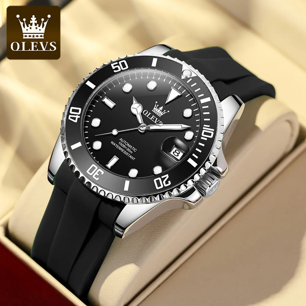 OLEVS 6650 Men's Watches Diving Series Waterproof Stainless steel Auto Date Automatic Mechanical Watch for Men