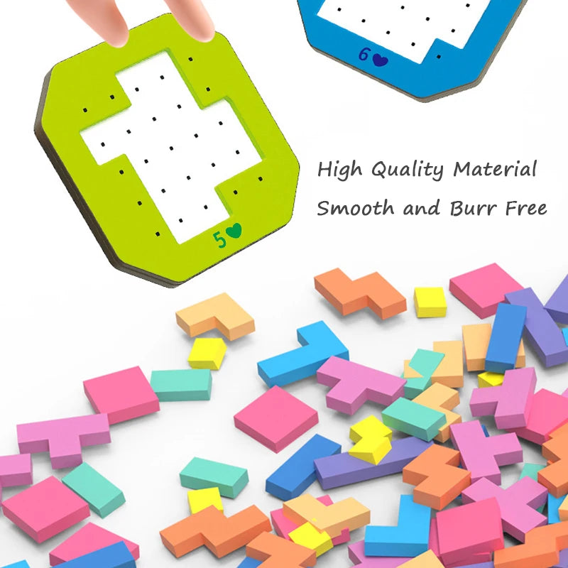 Children Tangram Jigsaw Puzzle Toy Geometry Colorful Logical Thinking Game Montessori Education Math Toy For Kids Brain Training