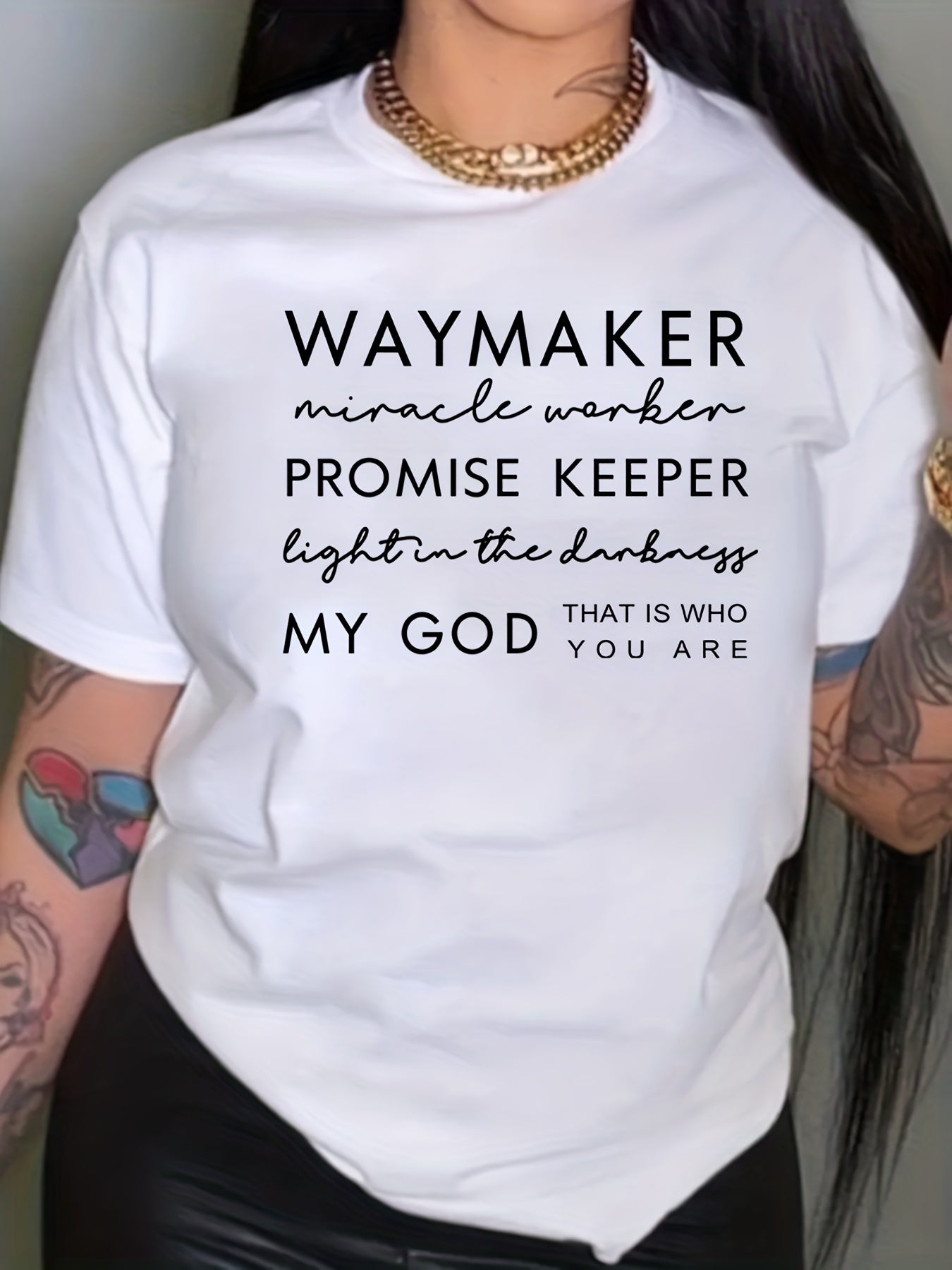 Women's Faith Quote Graphic T-Shirt - Comfortable Loose Fit Short Sleeve Tee for Casual Wear and Inspirational Style