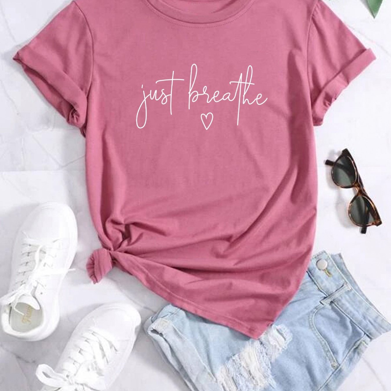 Letter Print Crew Neck T-shirt, Casual Short Sleeve T-shirt For Spring & Summer, Women's Clothing