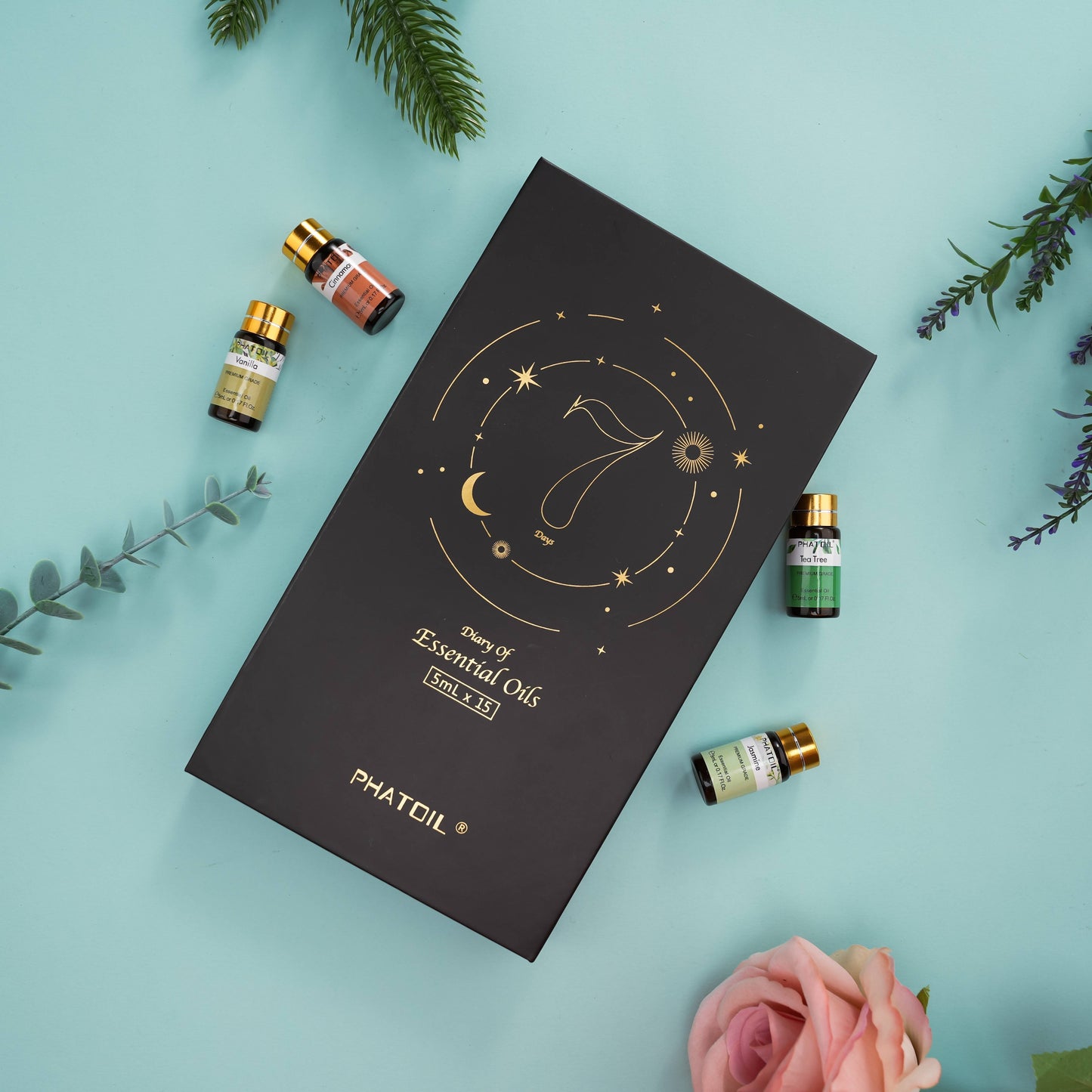 1pc Premium Essential Oils Set, Oils Gift Set 15pcsx0.17oz For Diffuser, Humidifier, Eucalypltus Ylang Ylang Vanilla Cinnamon Lavender Orange Sandalwood Lemon Lemongrass Rose Tea Tree Jasmine Chamomile Rosemary Peppermint