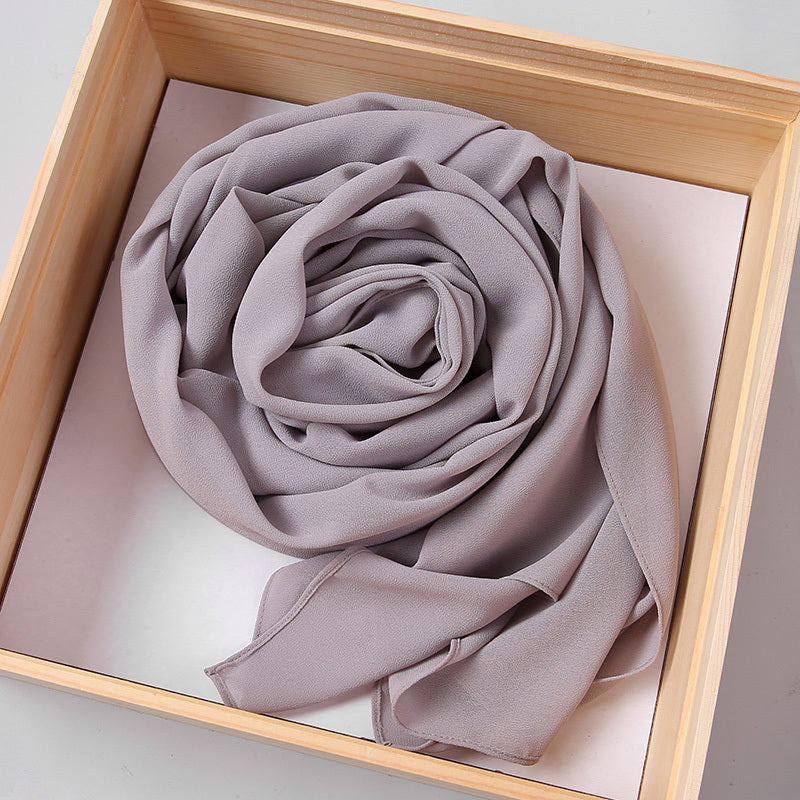 Solid Color Chiffon Scarf Women's Instant Hijab Long Shawl Scarf Lightweight Hair Sleeping Wrap