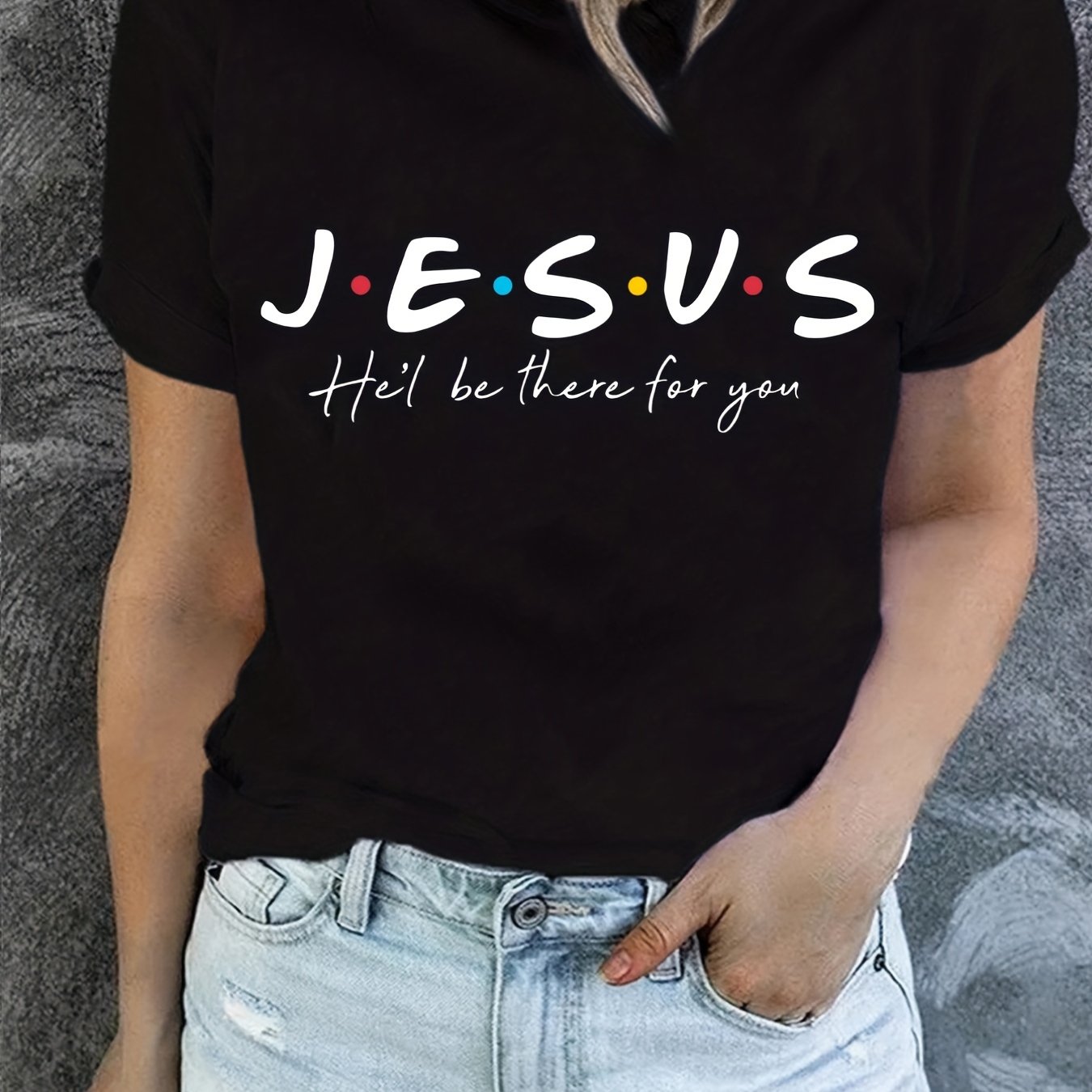 Stylish Jesus Graphic Print T-Shirt - Soft, Breathable, Short Sleeve, Casual Summer Top for Women - Relaxed Fit, Comfortable Clothing for Daily Wear