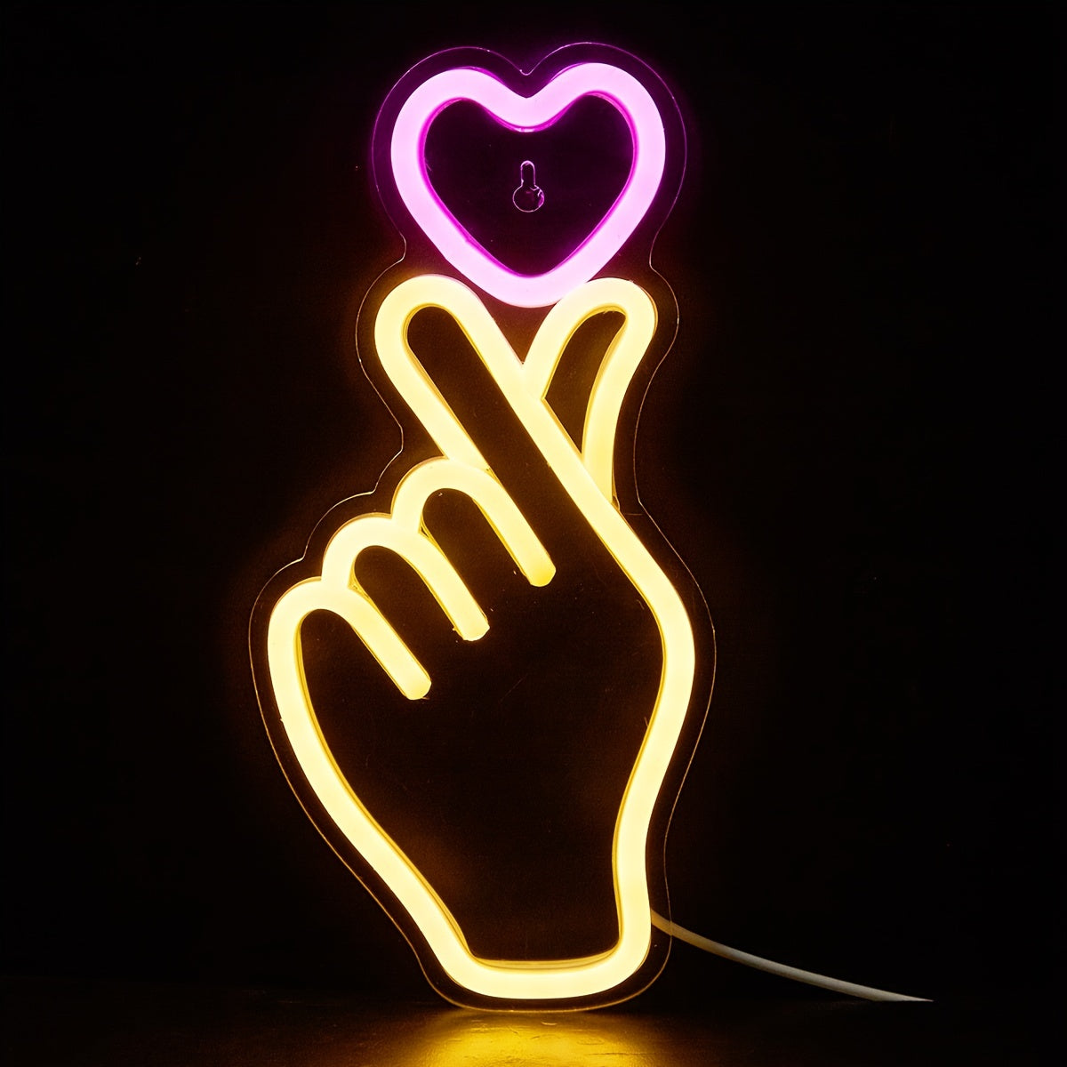 1pc Heart-Shaped LED Neon Sign Night Light - Novelty Lighting for Home Bedroom Dorm Party - 5V USB Powered with 2 Hooks for Easy Installation