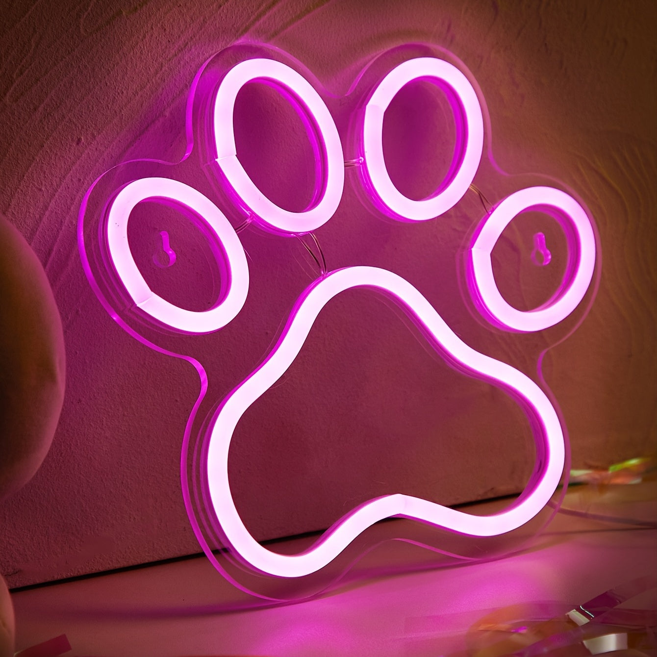 1pc LED Neon Sign Dog Paw Shaped Night Lights, 5V USB Power Supply Neon Lamp For Home Bedroom Dorm Party