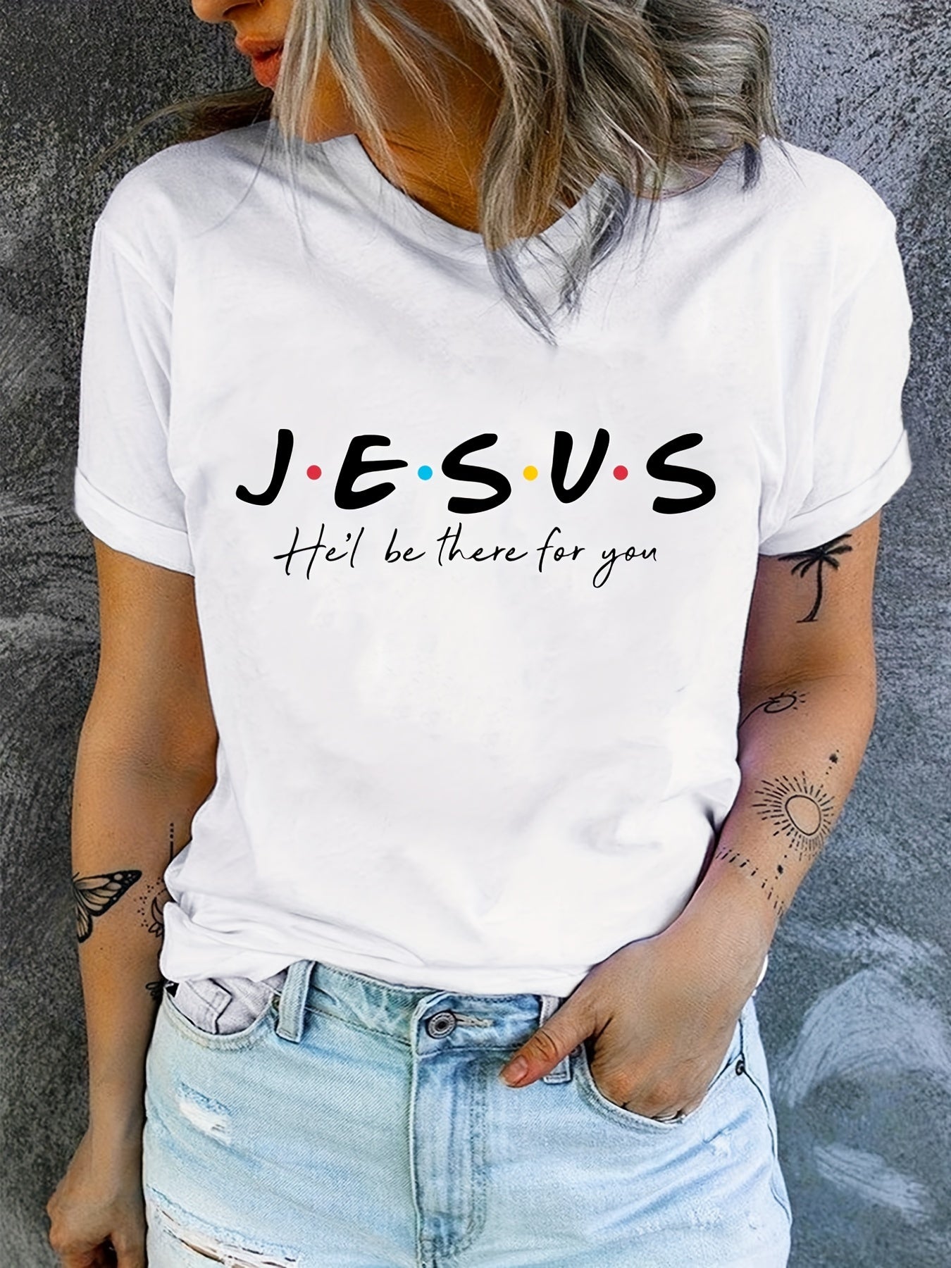 Stylish Jesus Graphic Print T-Shirt - Soft, Breathable, Short Sleeve, Casual Summer Top for Women - Relaxed Fit, Comfortable Clothing for Daily Wear