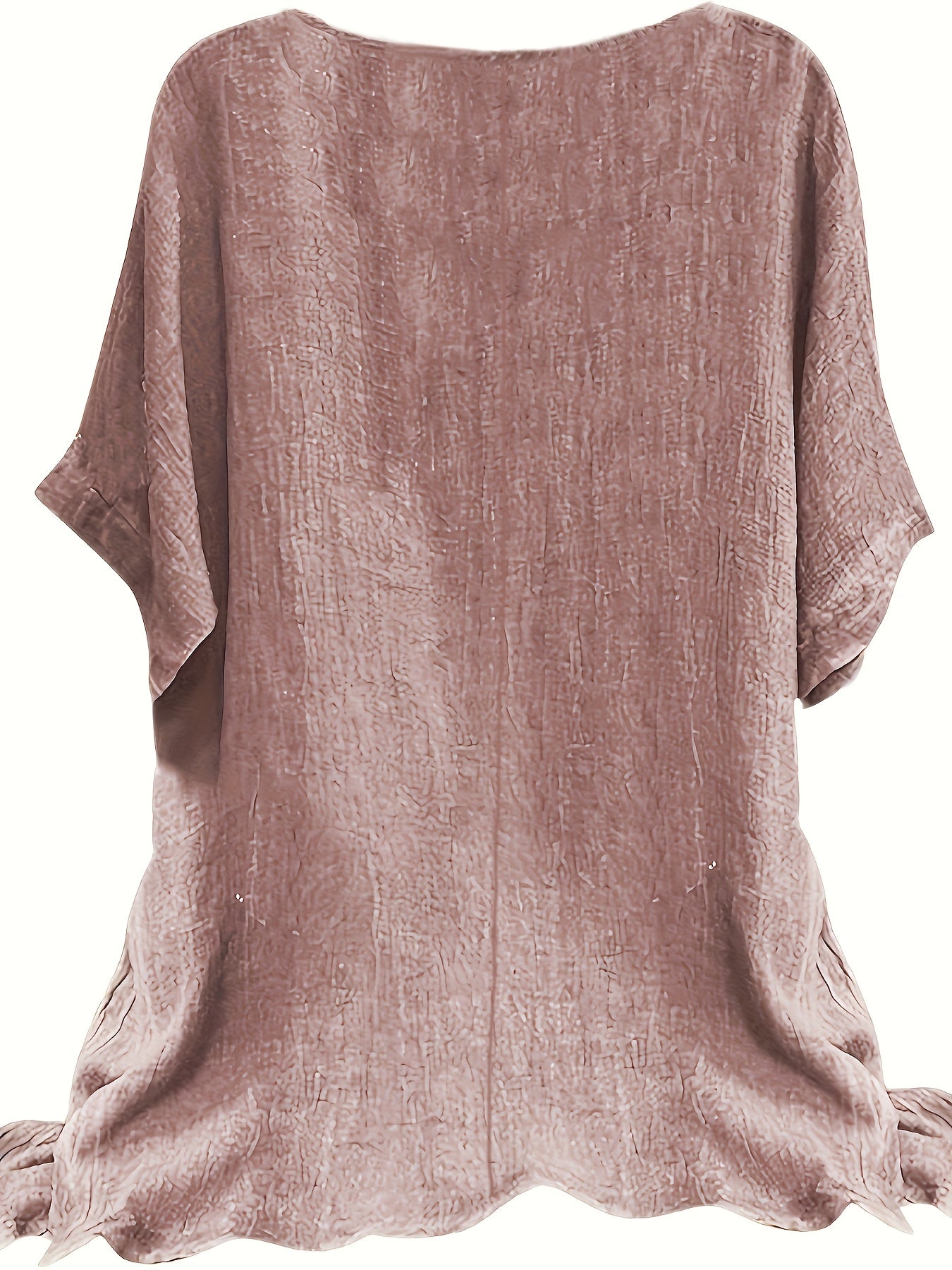 Plus Size Casual T-shirt, Women's Plus Solid Round Neck Non-stretch Translucent Loose Tank Top