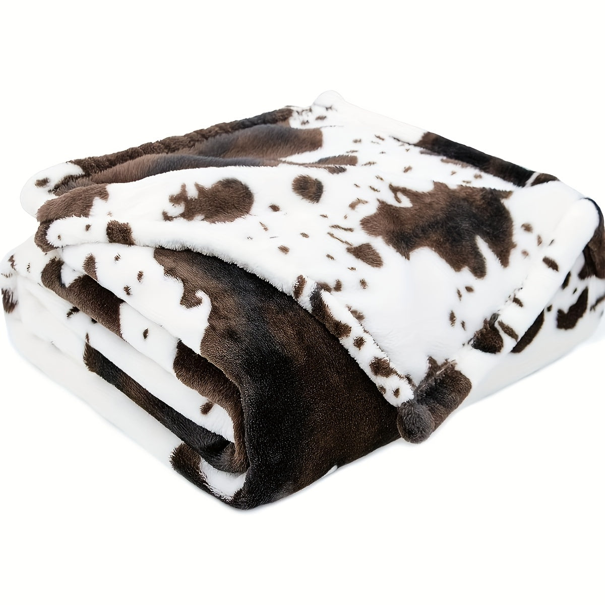 1pc Soft and Warm Cow Print Blanket - Plush Fleece Flannel Throw for All-Season Comfort - Perfect for Daughters, Adults, Students, and Teens