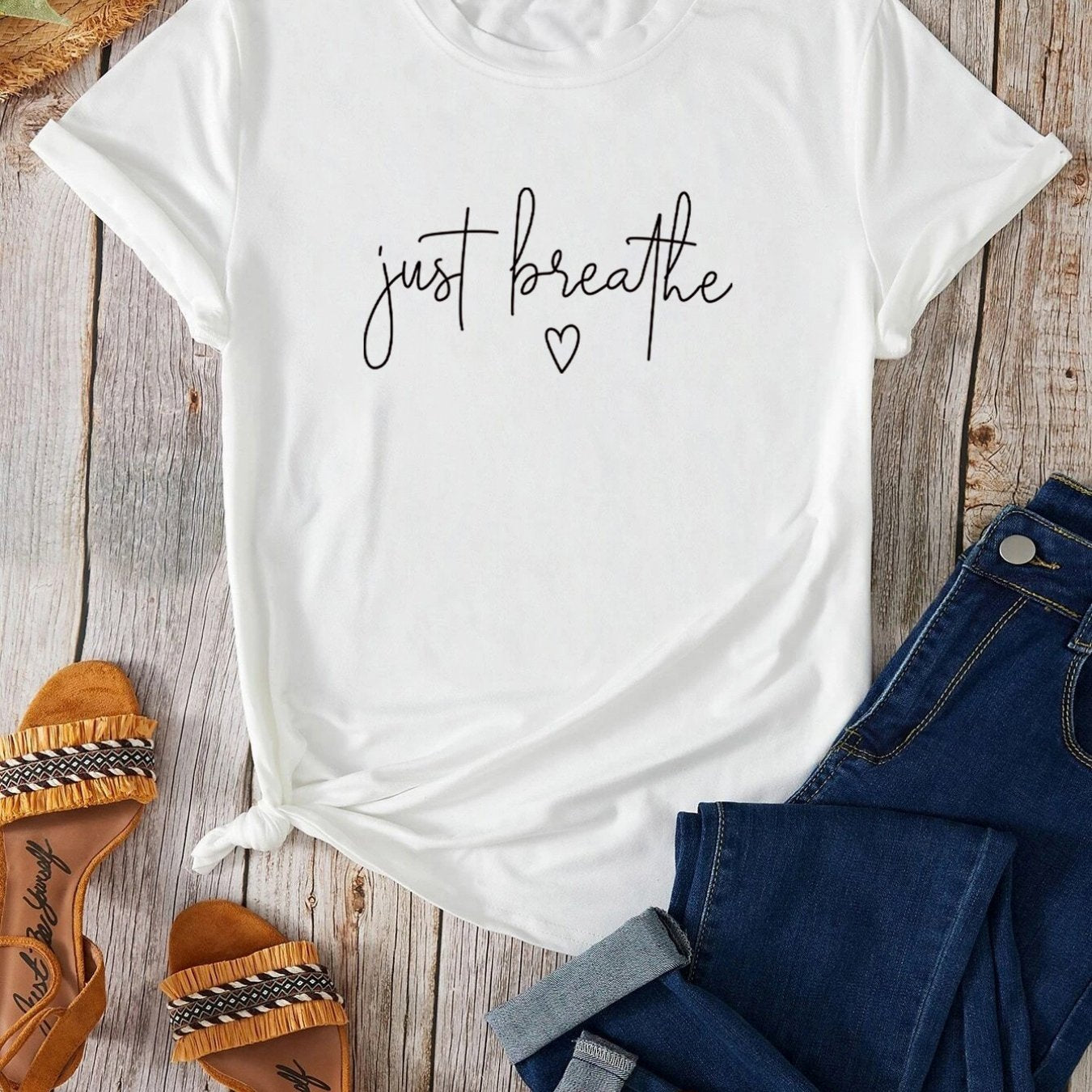 Letter Print Crew Neck T-shirt, Casual Short Sleeve T-shirt For Spring & Summer, Women's Clothing