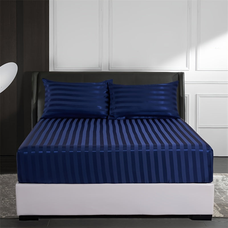 Luxurious Striped Woven Fitted Sheet - Soft, Breathable & Easy-Care Design for Superior Comfort and Healthy Sleep