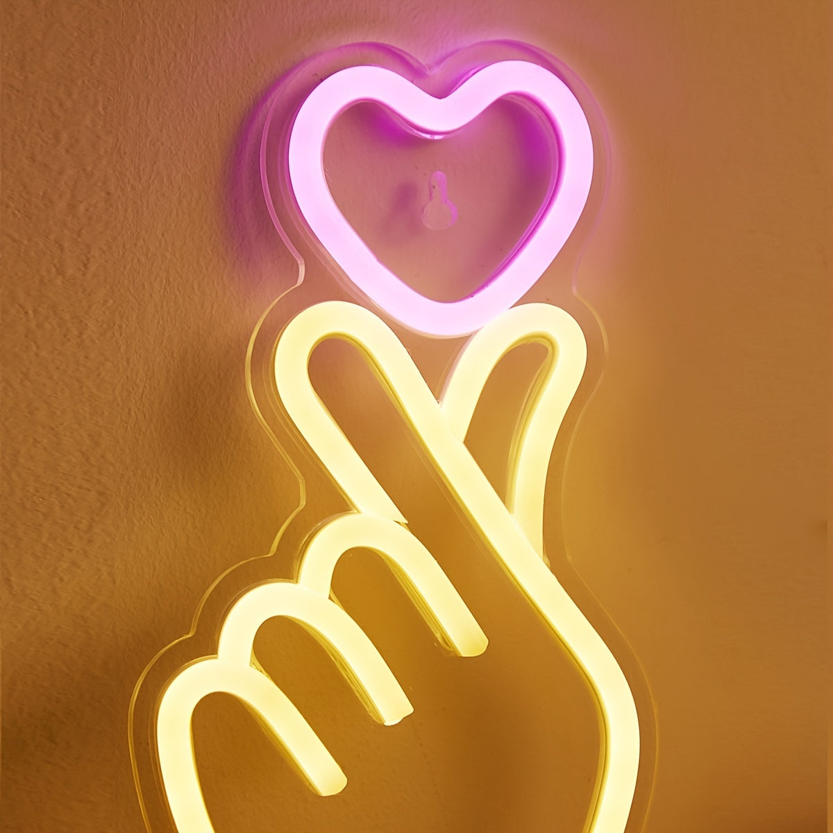 1pc Heart-Shaped LED Neon Sign Night Light - Novelty Lighting for Home Bedroom Dorm Party - 5V USB Powered with 2 Hooks for Easy Installation