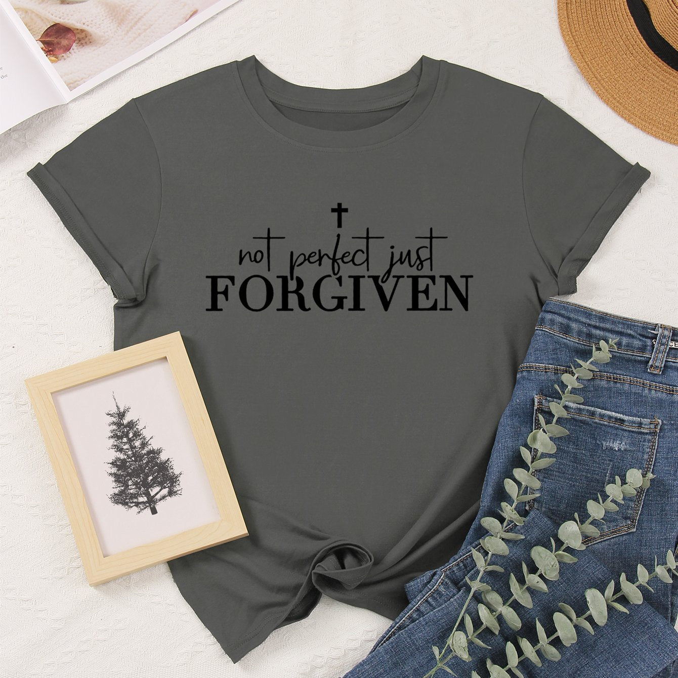 Women's Faith Print Short Sleeve Crew Neck Casual T-Shirt for Summer & Spring