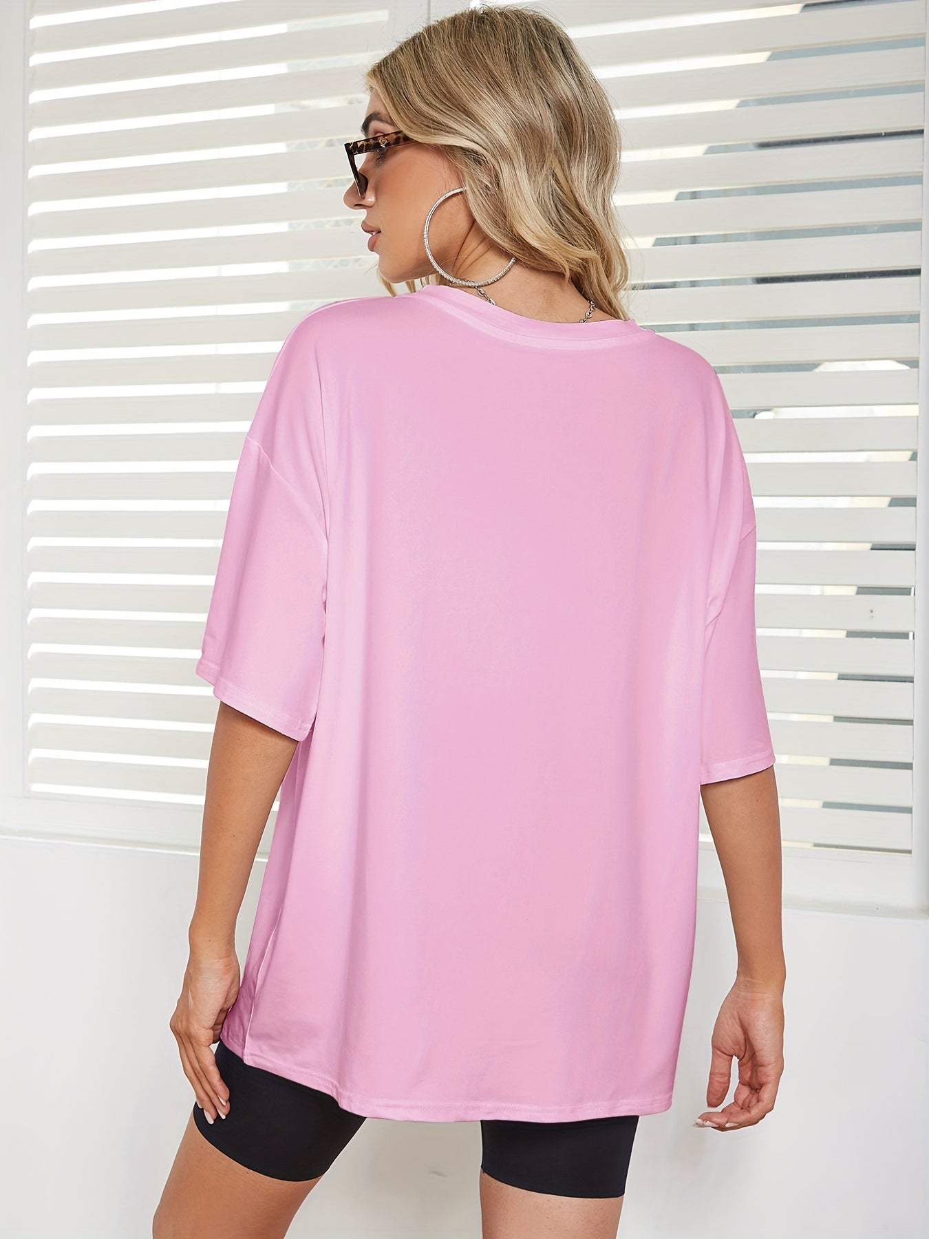 Letter Print Oversized T-shirt, Casual Crew Neck Short Sleeve Tee Shirt, Women's Clothing