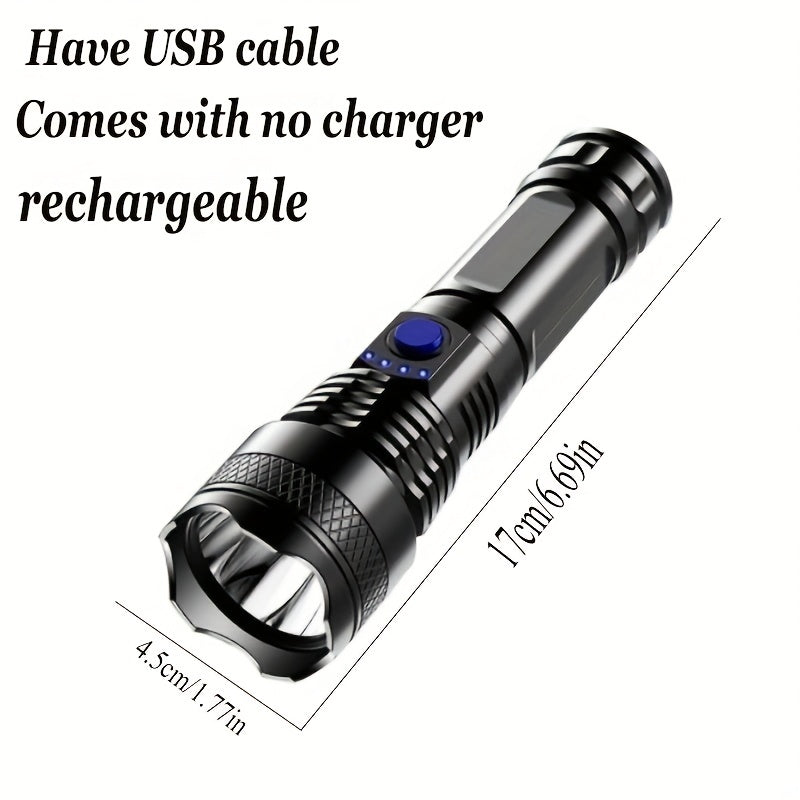 Rechargeable Handheld Flashlight - Powerful LED Light for Camping, Backpacking, and Hiking - Durable Plastic Material