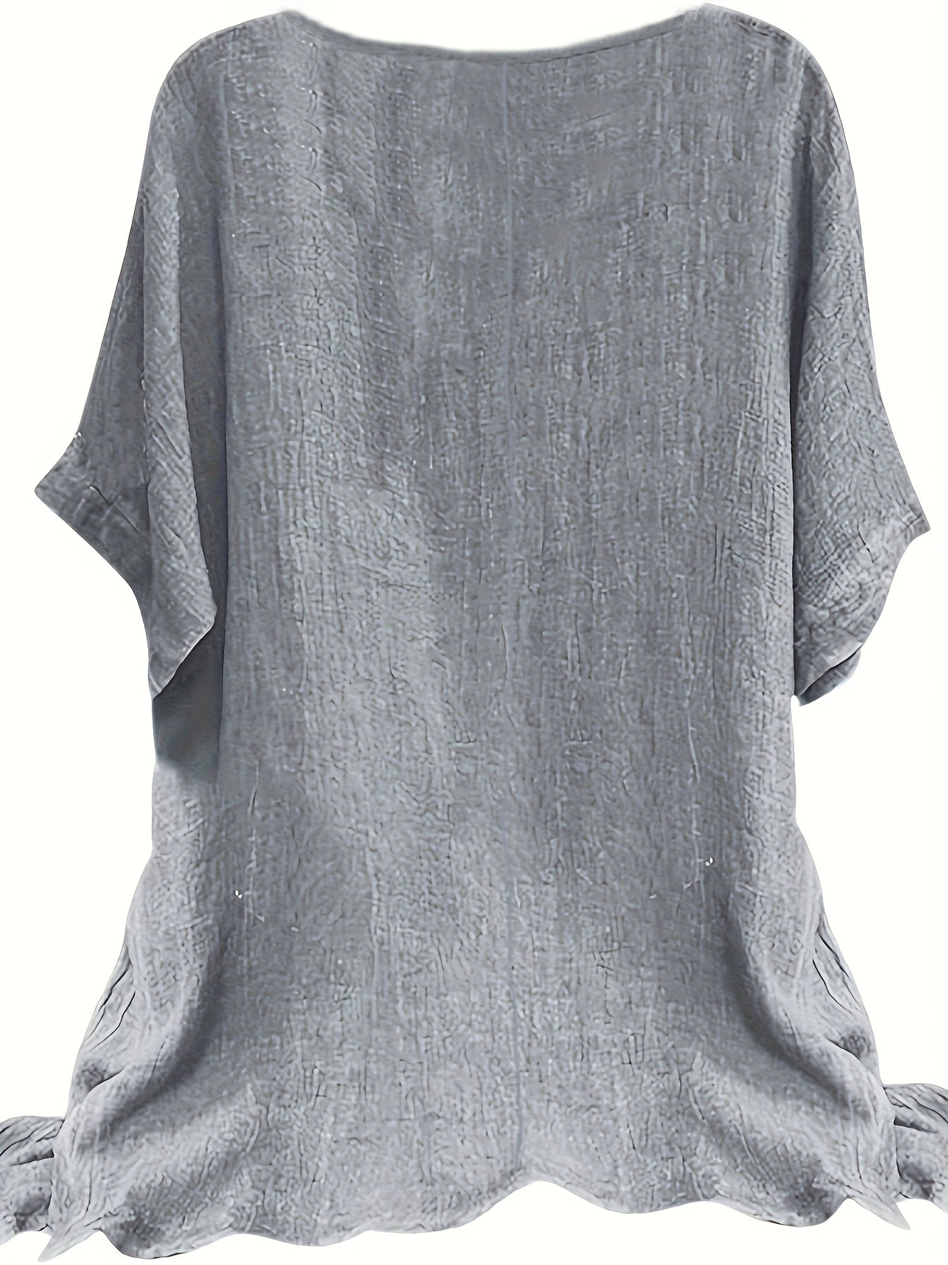 Plus Size Casual T-shirt, Women's Plus Solid Round Neck Non-stretch Translucent Loose Tank Top