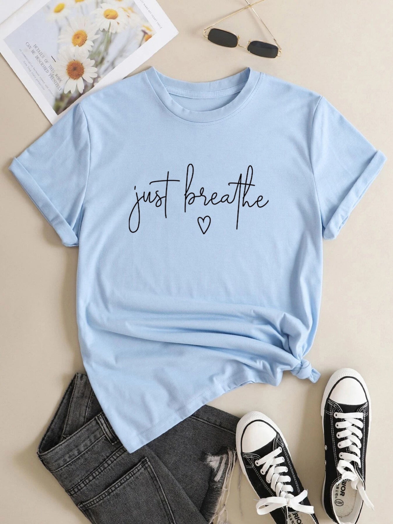 Letter Print Crew Neck T-shirt, Casual Short Sleeve T-shirt For Spring & Summer, Women's Clothing