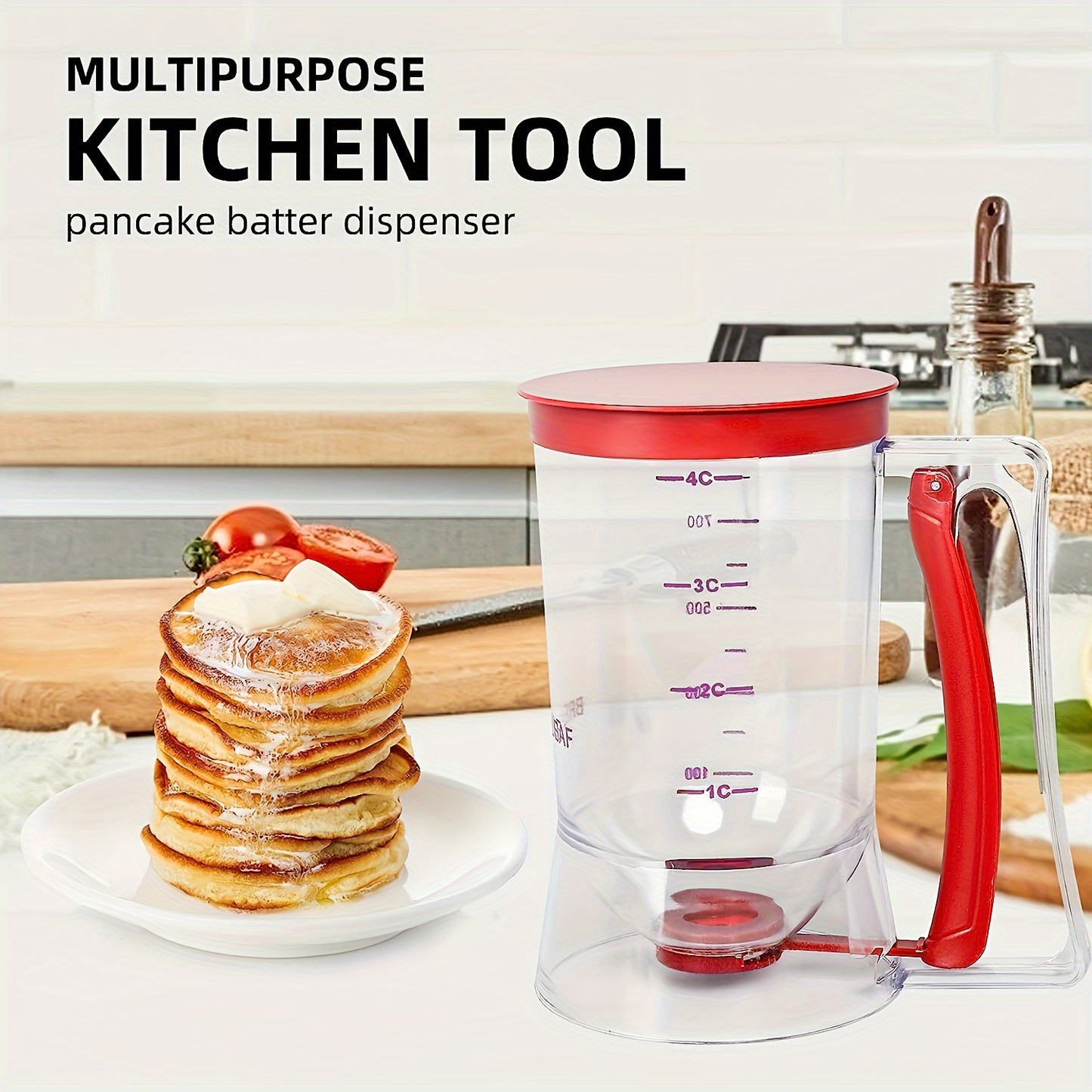 1pc Pancake Cupcake Batter Dispenser, Collapsible Batter Separator Cupcakes Pancakes Cookie Cake Waffles Perfect Baking Tool For Cupcakes, Waffles, Muffin Mix, Or Any Baked Goods