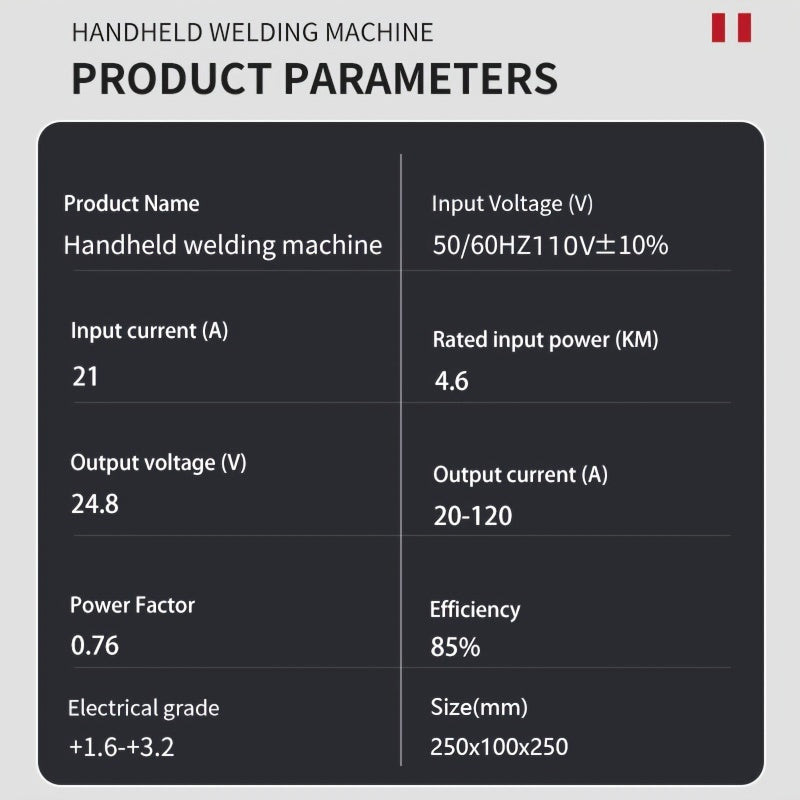 Handheld Arc Welder - 110V Semi-Automatic, Digital Intelligent Current Control, Fits 2.5mm Electrodes, US Plug