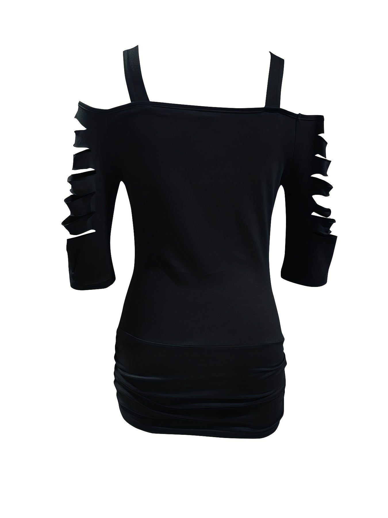 Solid Sexy Half Sleeve Cut Out Cold Shoulder T-shirt - Women's Clothing