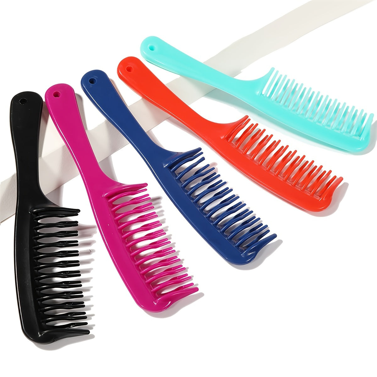 1pc Double Row Wide Tooth Detangler Hair Comb Shampoo Comb With Handle For Long Curly Wet Or Dry Hair