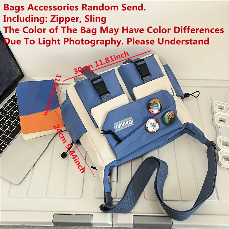 [Large Capacity Messenger Bag] 1pc Nylon Handbag Shoulder Bag Large Capacity Messenger Bag, Men's Messenger Bag Student School Bag