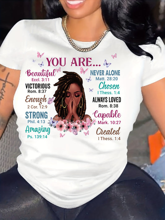 Trendy Alphabet Print Crew Neck T-Shirt - Comfortable, Durable & Easy-Care, Perfect for Spring to Fall Casual Wear