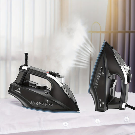 MOOSOO 1800W Ceramic Steam Iron - Non-Stick, Anti-Drip, Auto-Off, 470ml Tank, Portable, Quick Heat, US Plug