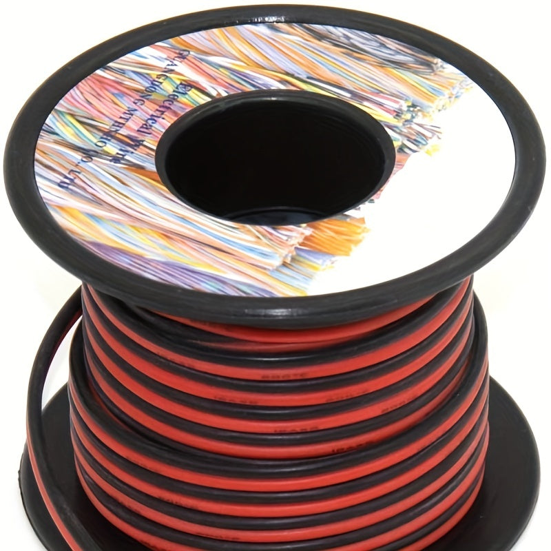 12 Awg Silicone Electrical Wire 2 Conductor Parallel Wire Line 9m [Black 4.5m Red 4.5m] Hook Up Oxygen Tinned Copper