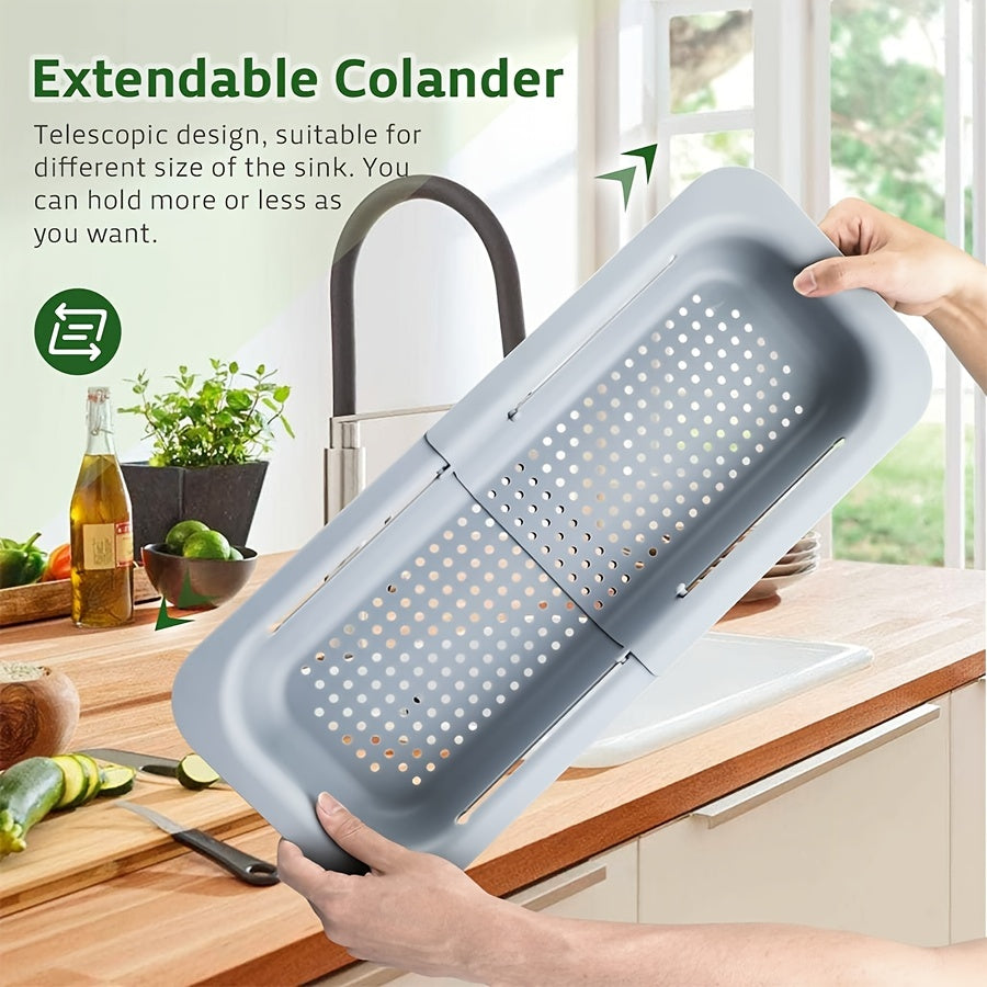 1pc Extendable Collapsible Sink Colander and Strainers Basket for Kitchen - Perfect for Fruit and Vegetable Straining and Draining