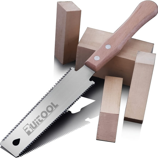 1pc Japanese Hand Saw, 6 Inches, Double Edge Sided Pull Saw, Ryoba SK5 Flexible Blade, 14/17 TPI Flush Cut Saw With Beech Wood Handle, Woodworking Tools