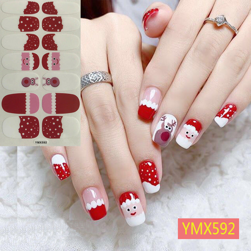 1 Sheet Christmas Nail Stickers, Cartoon Graphic Full Wrap Nail Stickers, Adhesive Nail Decals For Women