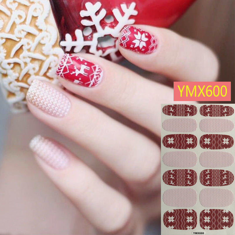 1 Sheet Christmas Nail Stickers, Cartoon Graphic Full Wrap Nail Stickers, Adhesive Nail Decals For Women