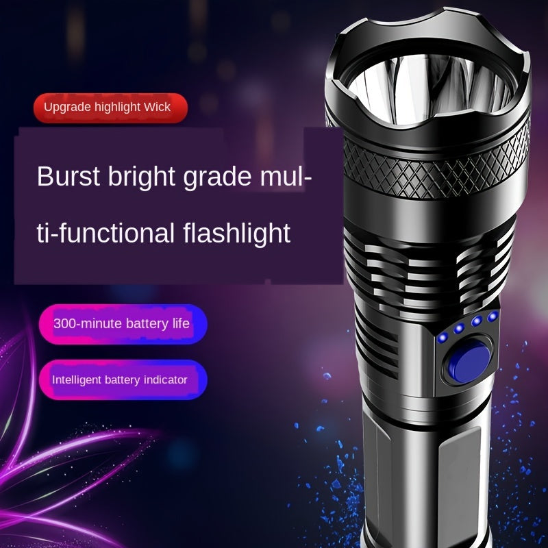 Rechargeable Handheld Flashlight - Powerful LED Light for Camping, Backpacking, and Hiking - Durable Plastic Material
