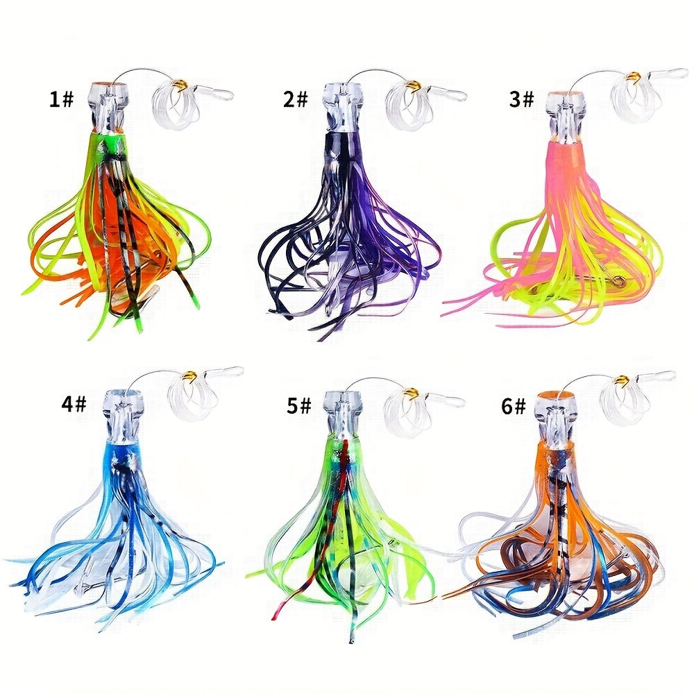 [Fast Sinking Octopus Lure] 1pc Fast Sinking Resin Head Octopus Soft Skirt Lure - Deep Sea Fishing Big Trolling Bait - 22cm/8.66in 100g/3.53oz for Tuna, Wahoo
