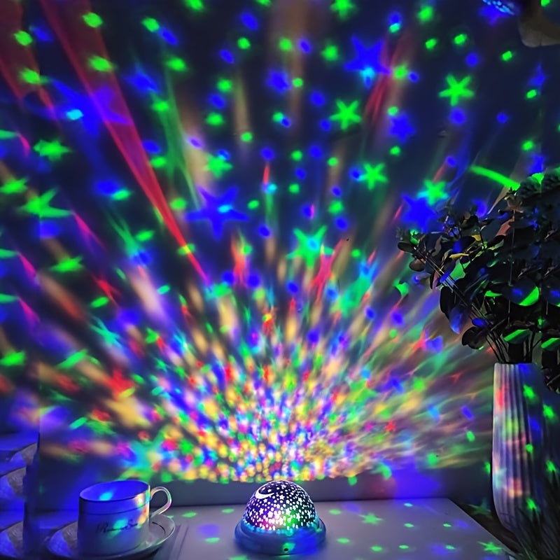 1pc Spaceship-shaped Star Projection Lamp With 8 Color Modes, USB Or Battery Dual Use