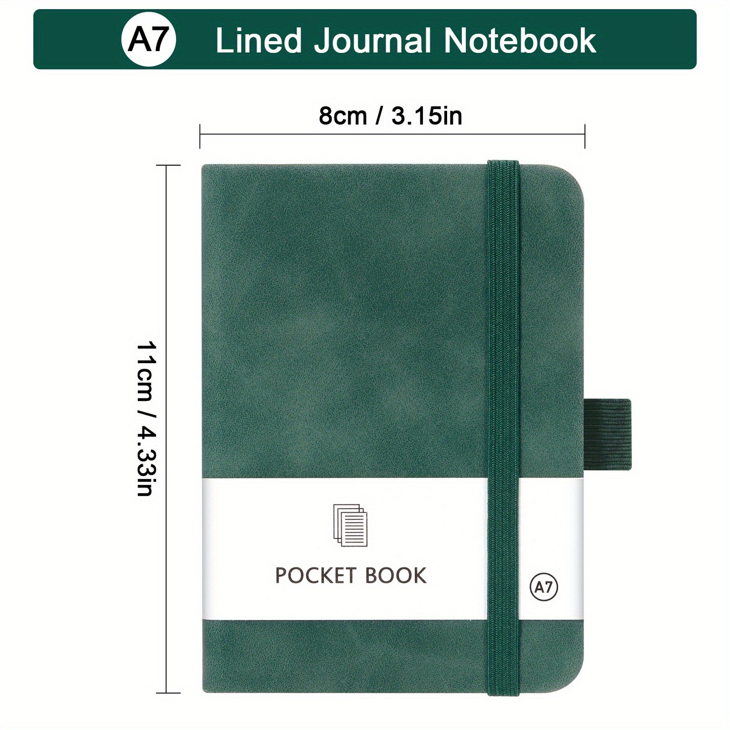 100 Sheets/200 Pages A7 Mini Pocket Ruled Notebook with Pen Holder, Compact Size 3.15×4.33inch for On-The-Go Writing